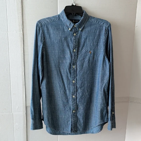 Ralph Lauren Boys Blue Soft Denim Button-Down Shirt SZ XL(18-20) Casual Comfy - Picture 1 of 8